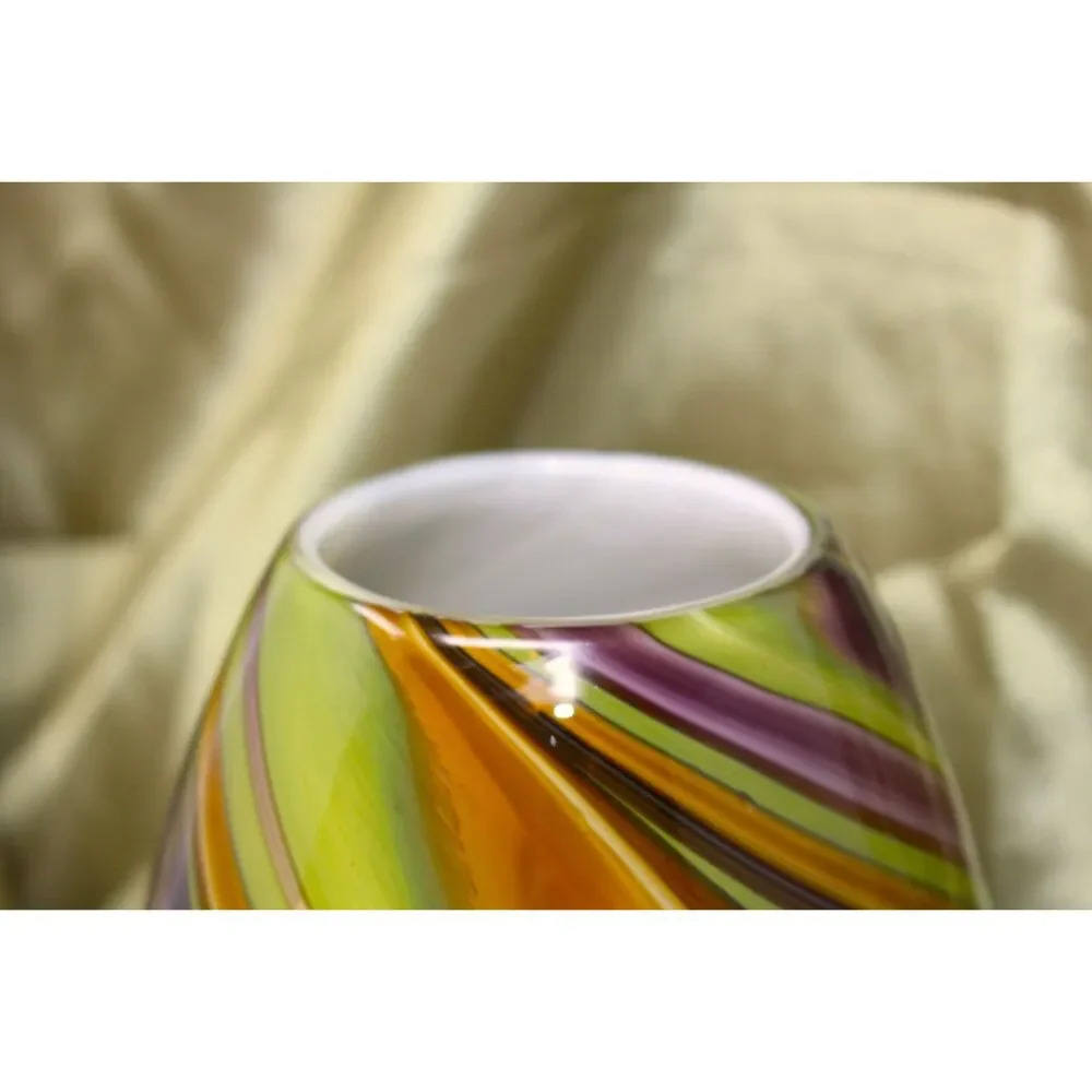 EUC With Tags! ~ HD Designs Oblong Borneo Glass Swirl Vase 12